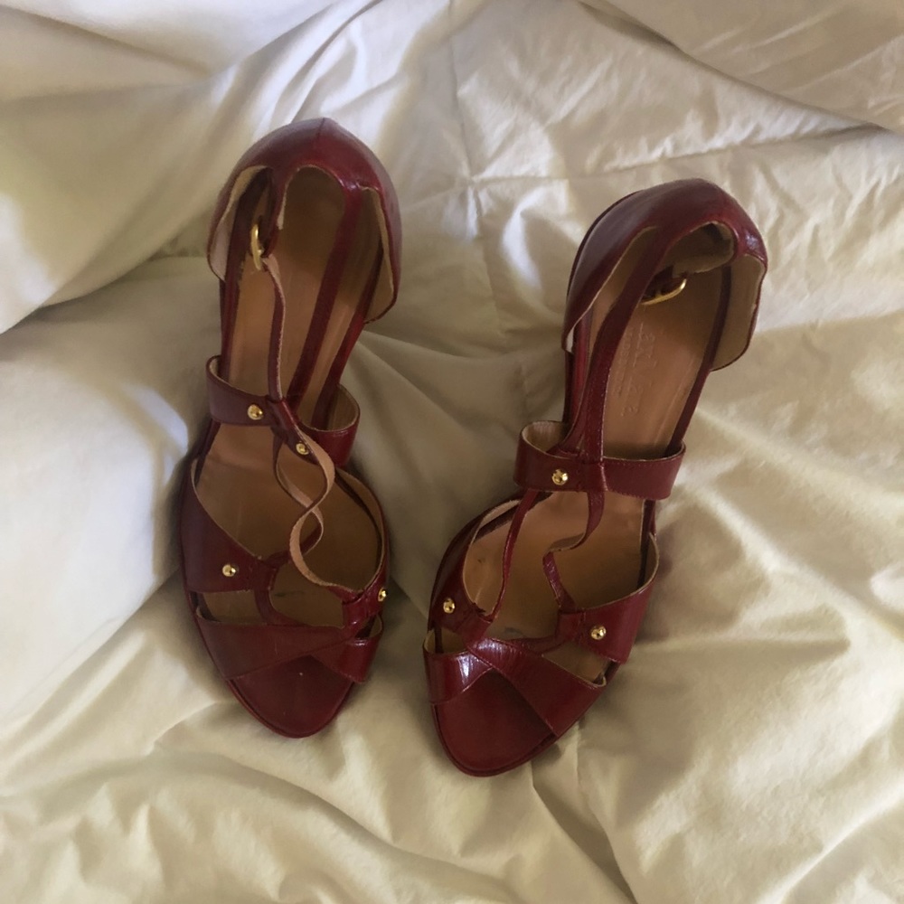 Deep Red Maxmara Wedges, Size 8 - image 4